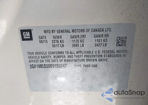 2014 Cadillac Xts Luxury из США, поврежденный, VIN 2G61M5S38E9159247